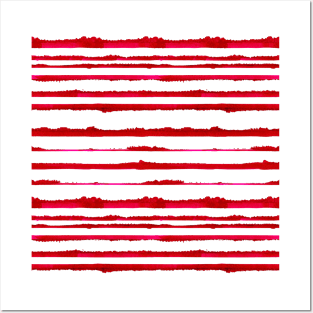 Red Watercolor Stripes Posters and Art